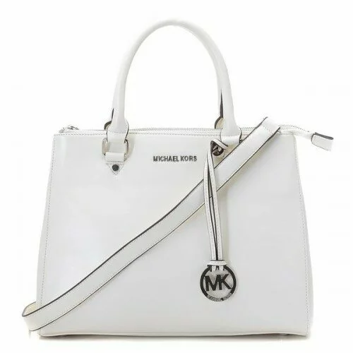 Michael Kors Large Bedford Dressy Tote White Silver Michael Kors Large Bedford Dressy Tote White Silver